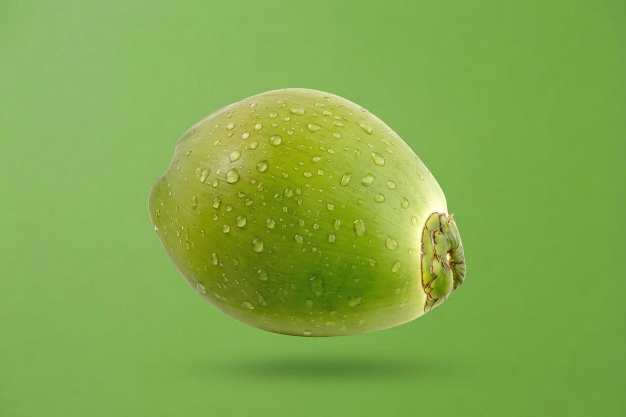 Green coconut with tender jelly meat and fresh coconut water